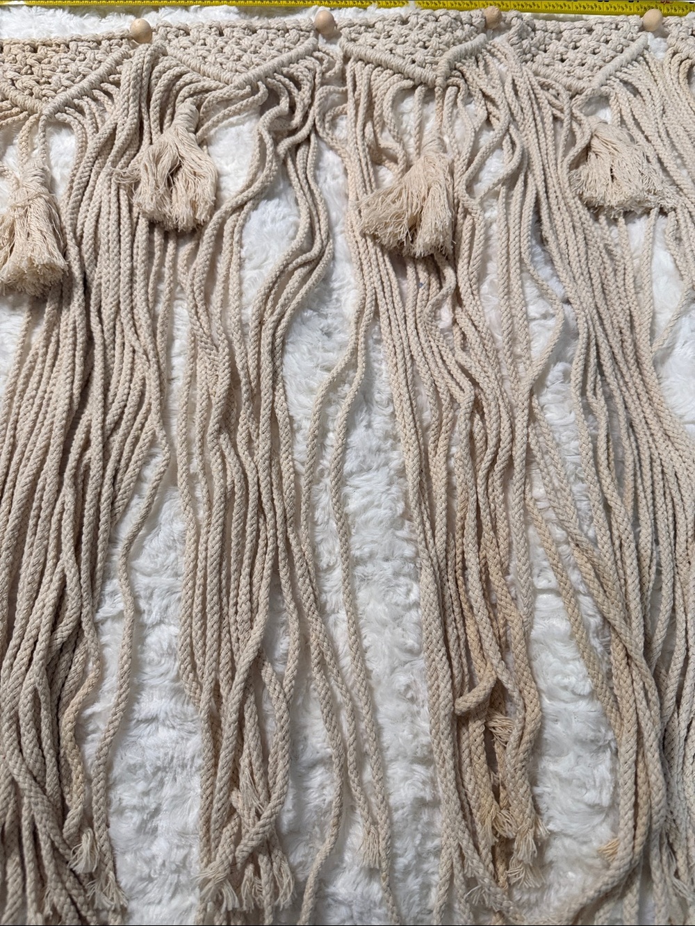 BOHO Beige Macrame Fringe Decorative Trim approximately 3ft x 2T NEW - Picture 4 of 6